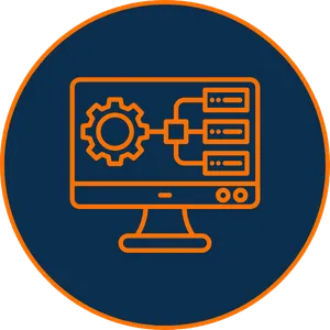 Computer icon representing business systems, automation, and repeatable processes for consistent online growth.