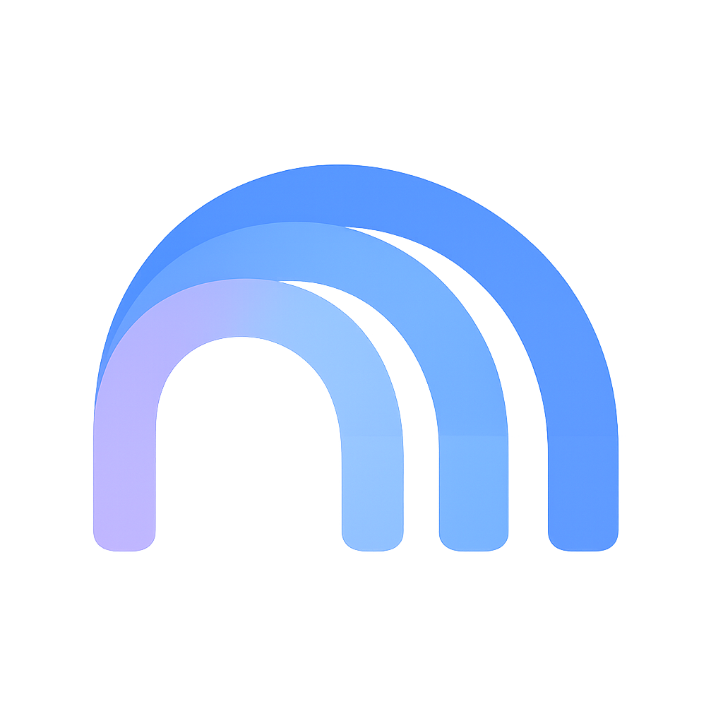 Gemini Notebook Logo Icon Gemini Notebook logo icon with blue gradient arch design on a transparent background.