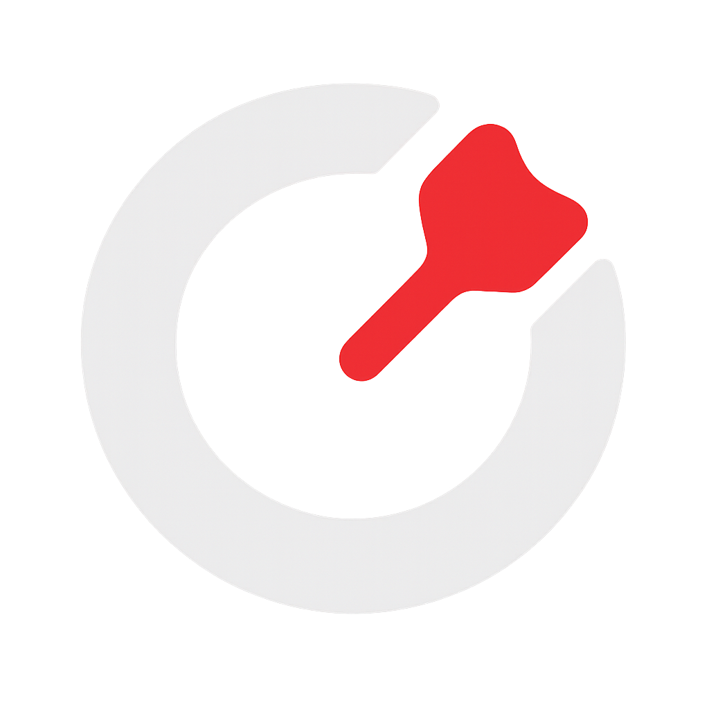Let's Goal logo featuring a red dart hitting the center of a gray target.