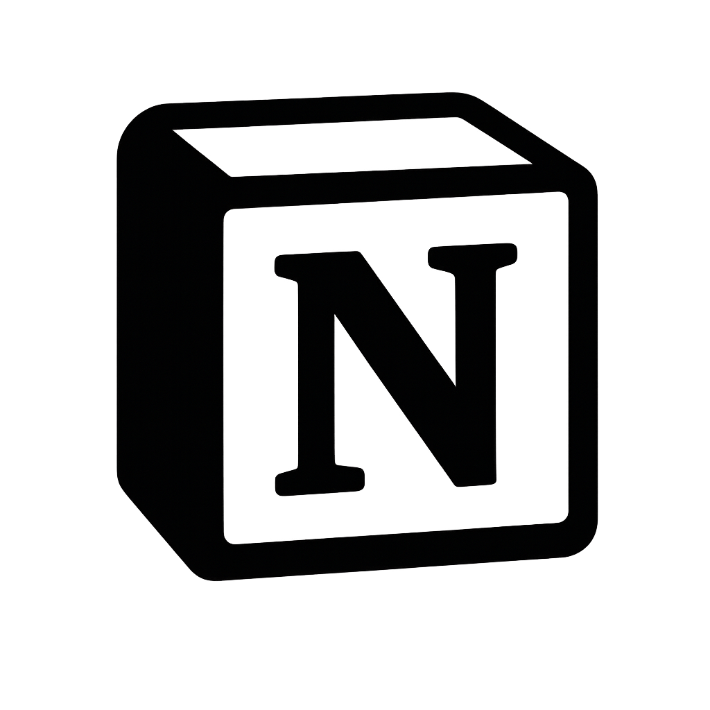 Notion logo featuring a black-and-white three-dimensional cube with the letter N.