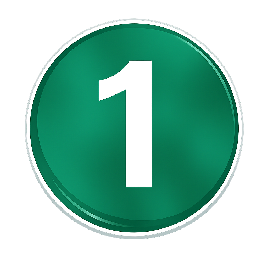 Green circular Step 1 icon representing the first step in the One Signup A Day system.