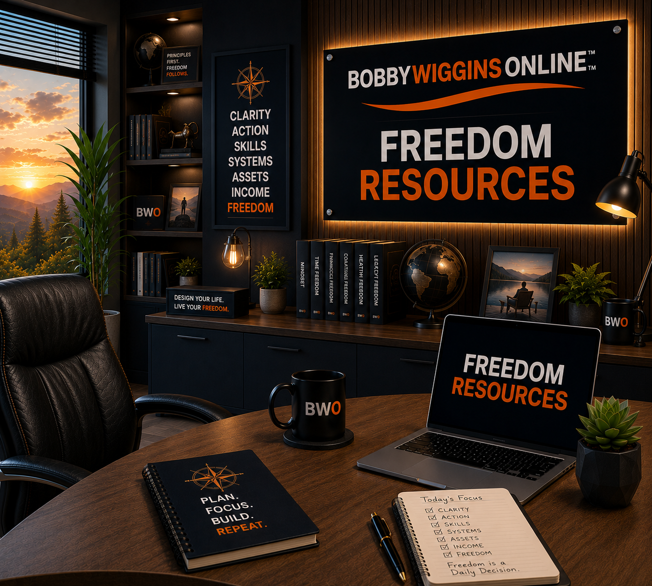Modern office workspace representing Freedom Resources on Bobby Wiggins Online&trade;
